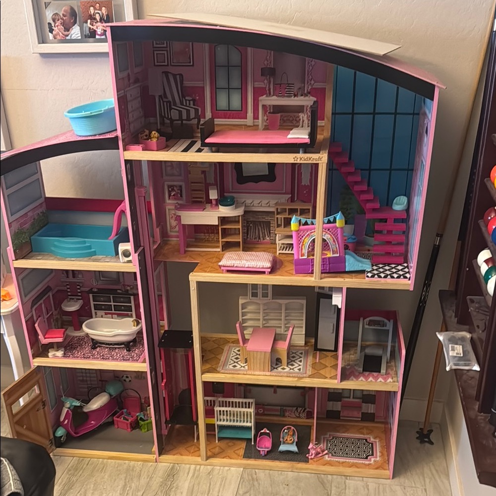 Pink and Blue Dollhouse Playset